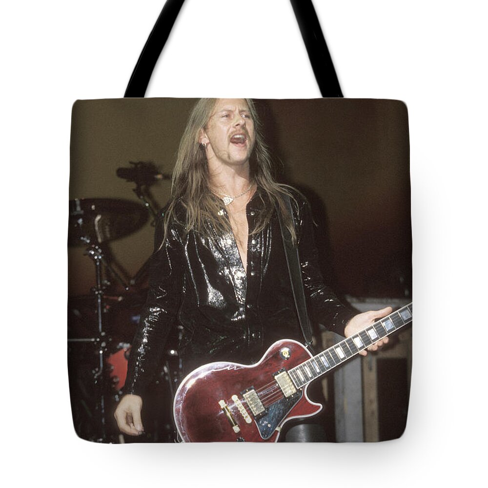 Alice In Chains Tote Bag featuring the photograph Guitarist Jerry Cantrell by Concert Photos