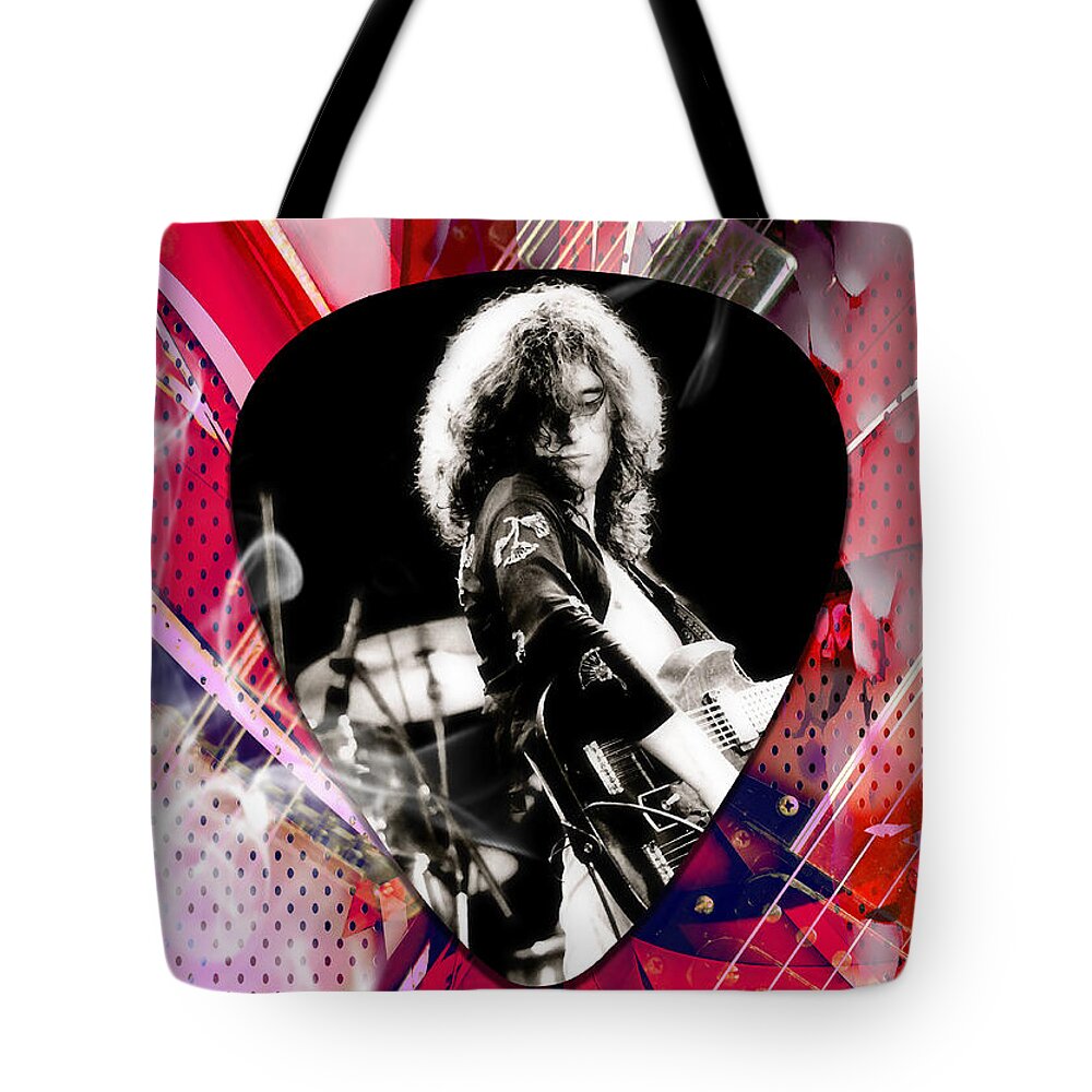 Jimmy Page Tote Bag featuring the mixed media Jimmy Page Led Zeppelin Art #3 by Marvin Blaine