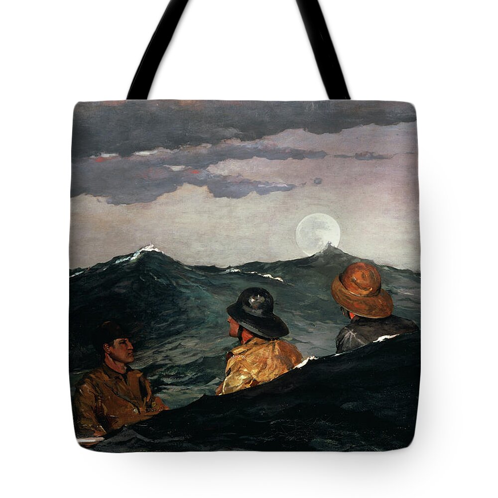 Winslow Homer Tote Bag featuring the painting Kissing the Moon #3 by Winslow Homer
