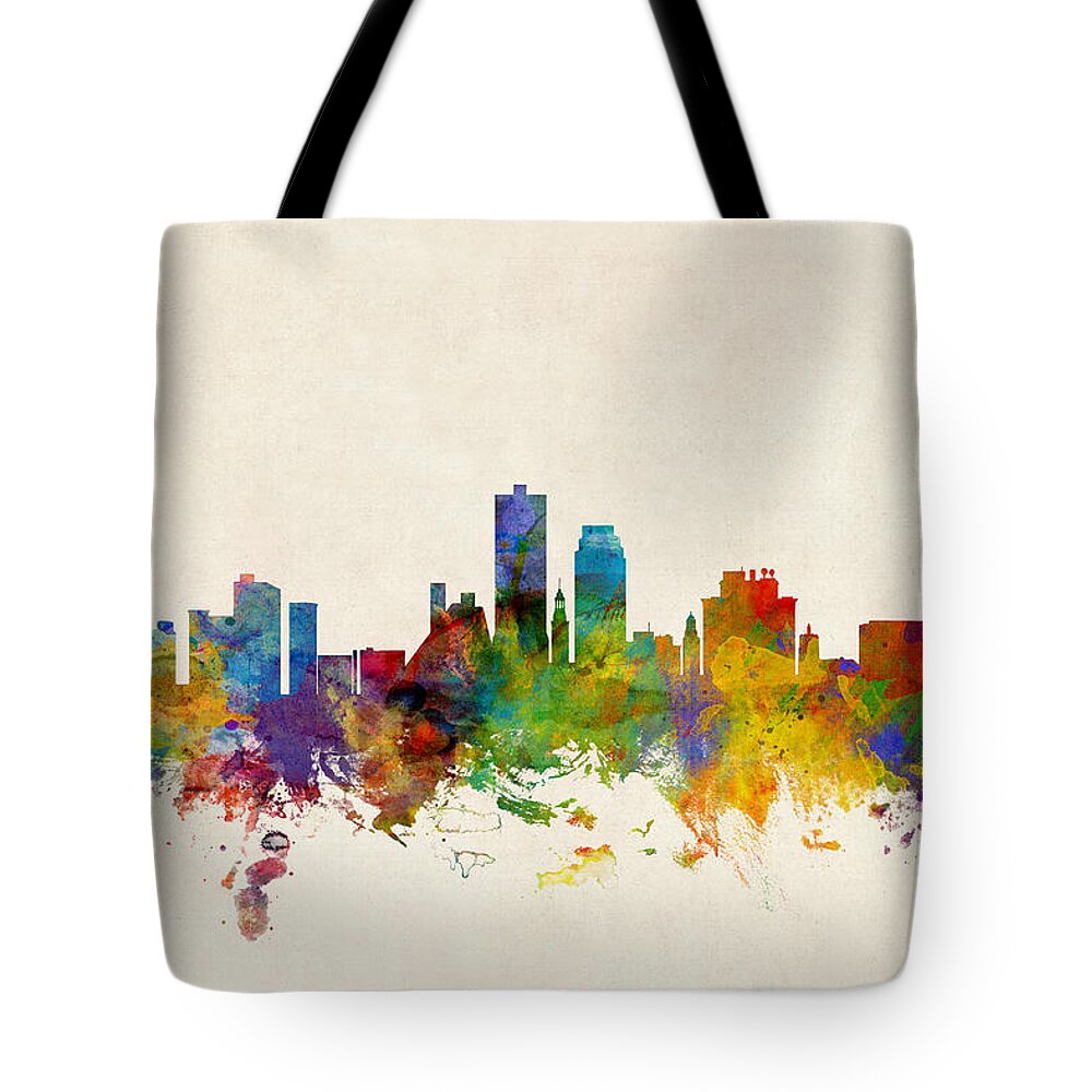 United States Tote Bag featuring the digital art Knoxville Tennessee Skyline #3 by Michael Tompsett