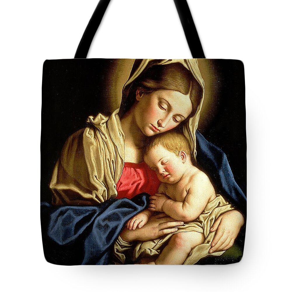 Christmas Tote Bag featuring the painting Madonna and Child by Giovanni Battista Salvi da Sassoferrato