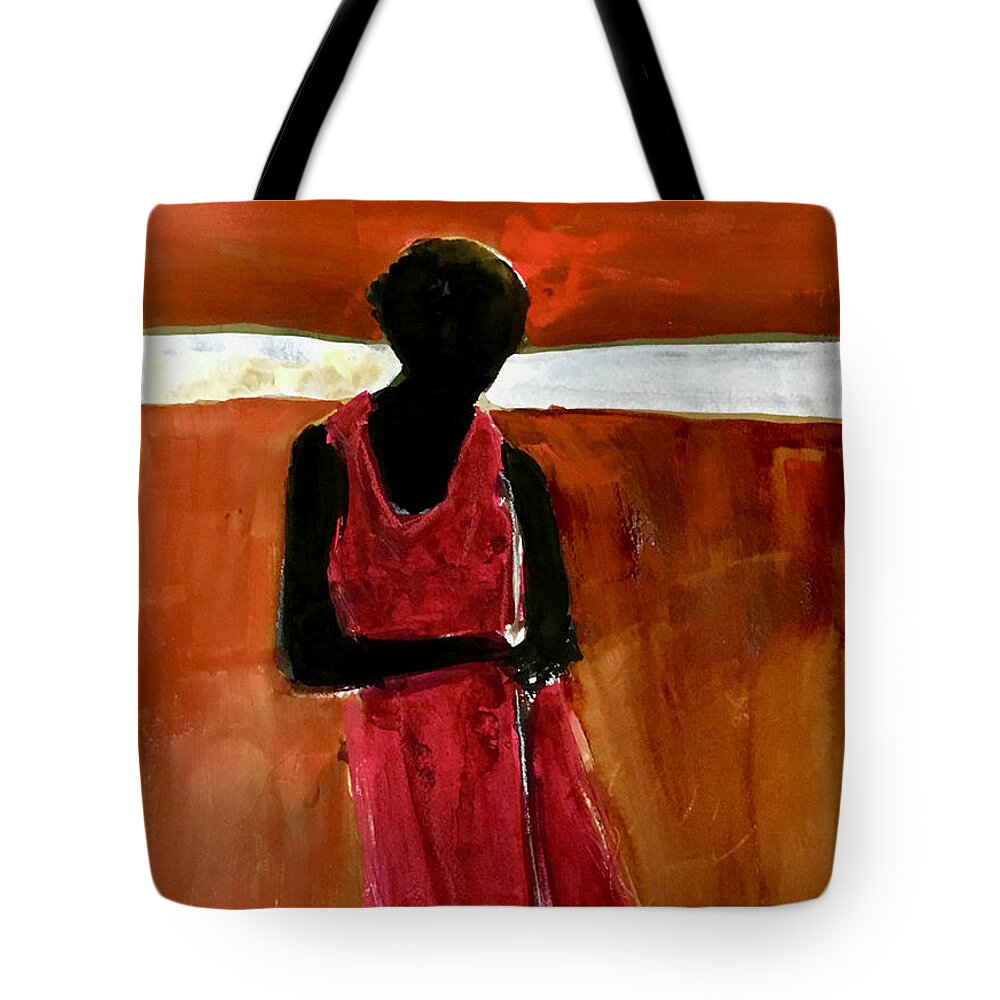 Tanzania Tote Bag featuring the painting Masaai Boy #3 by Carole Johnson