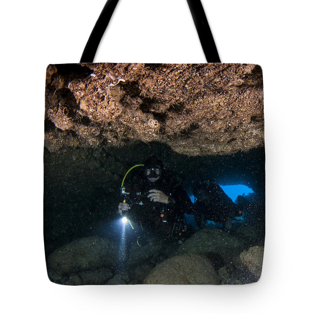 Mediterranean Tote Bag featuring the photograph Mediterranean sea caves #3 by Hagai Nativ