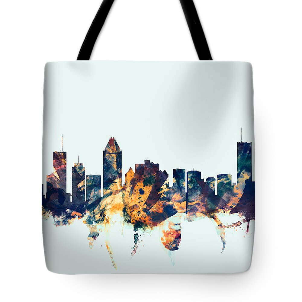 City Skyline Tote Bag featuring the digital art Montreal Canada Skyline by Michael Tompsett
