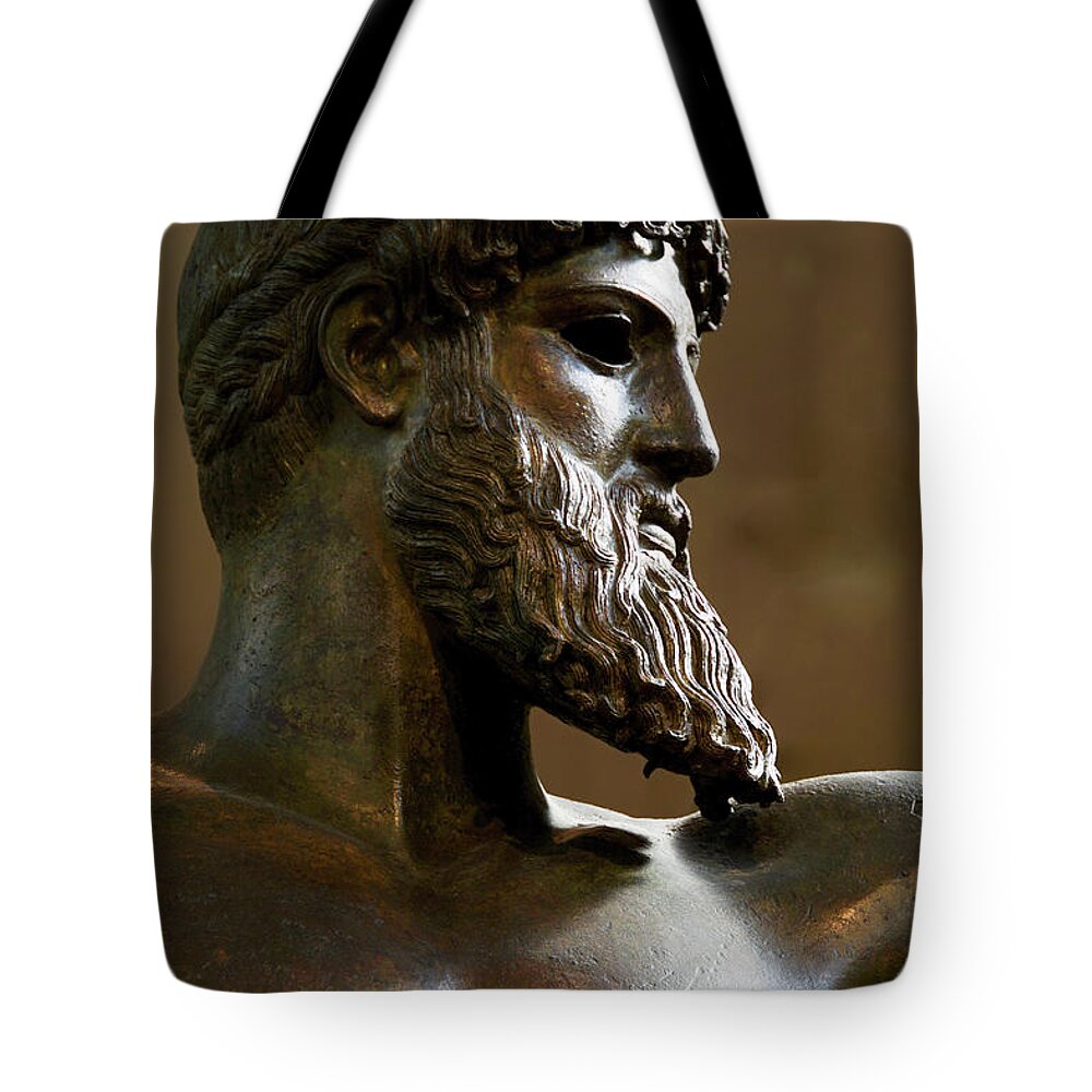 Poseidon Tote Bag featuring the photograph National Archaeology Museum, Athens by Vladi Alon