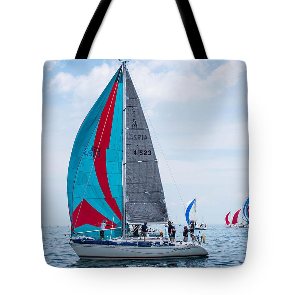 Sailboats Tote Bag featuring the photograph Port Huron to Mackinac Race 2015 #3 by Ronald Grogan