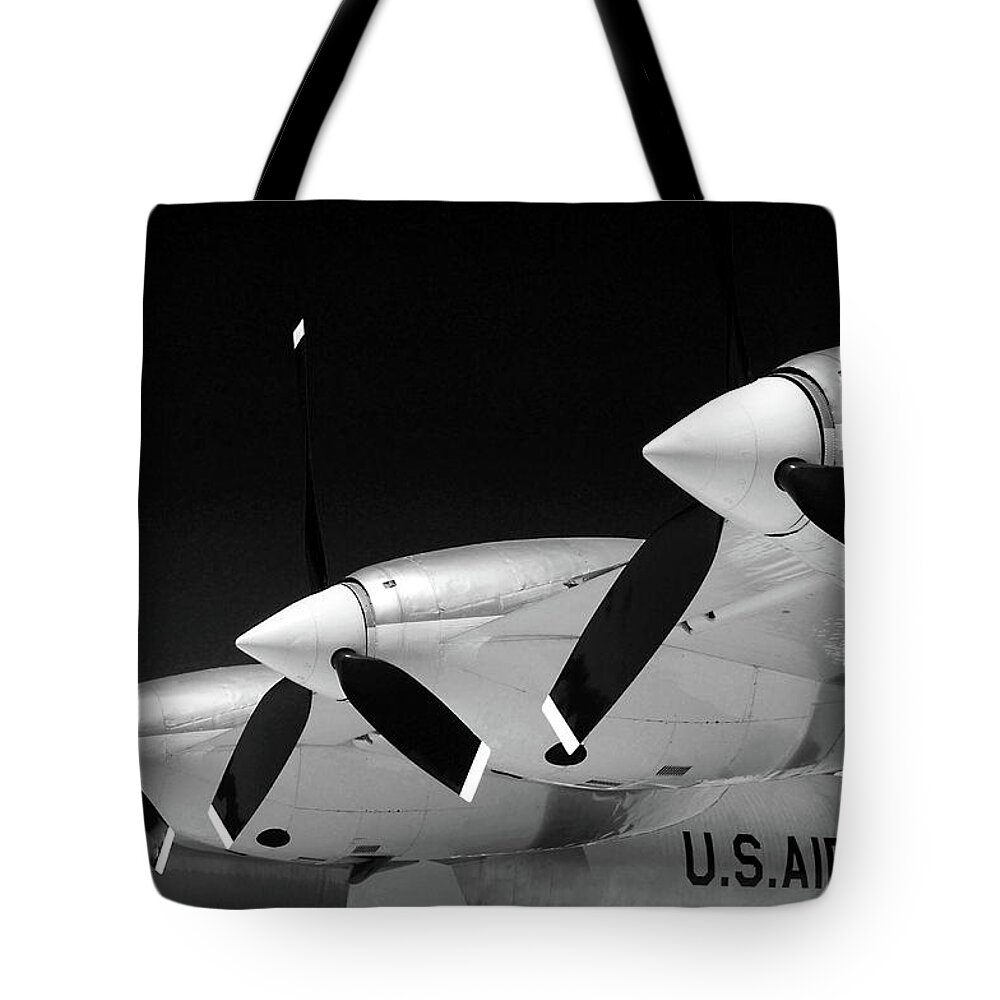 Plane Tote Bag featuring the photograph 3 Props bw #79 by Raymond Magnani