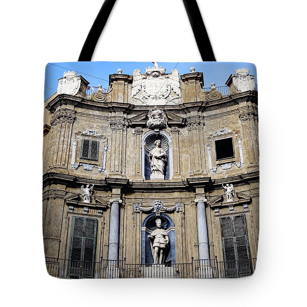 Palermo Tote Bag featuring the photograph Quattro Canti In Palermo Sicily #3 by Rick Rosenshein