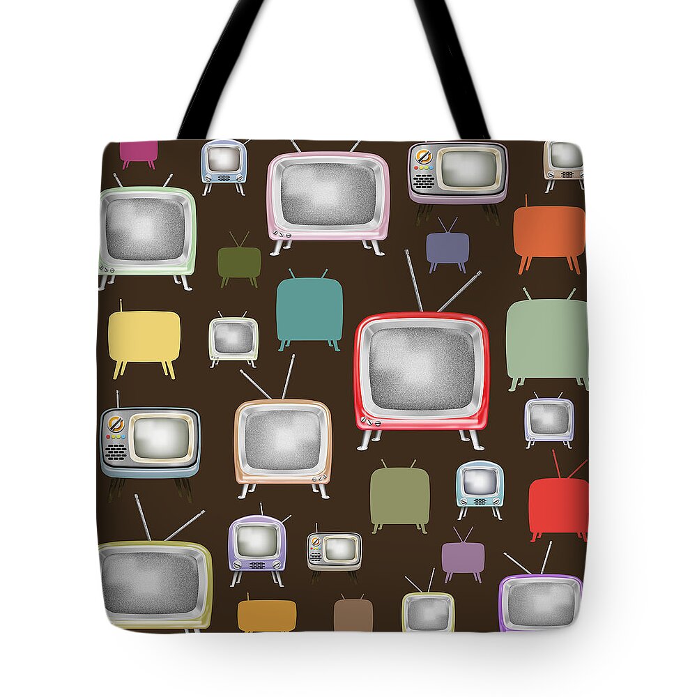 Analog Tote Bag featuring the painting retro TV pattern #3 by Setsiri Silapasuwanchai