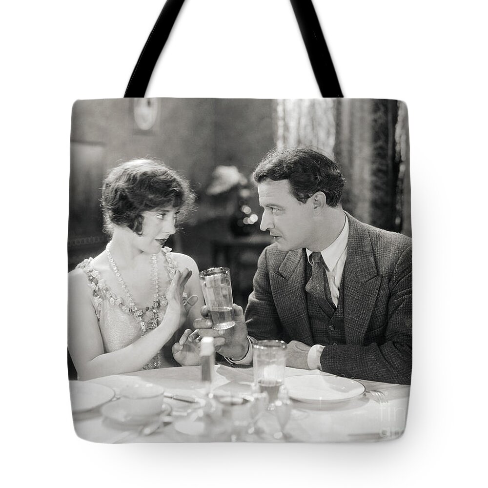 -drinking- Tote Bag featuring the photograph Silent Film Still: Drinking #3 by Granger