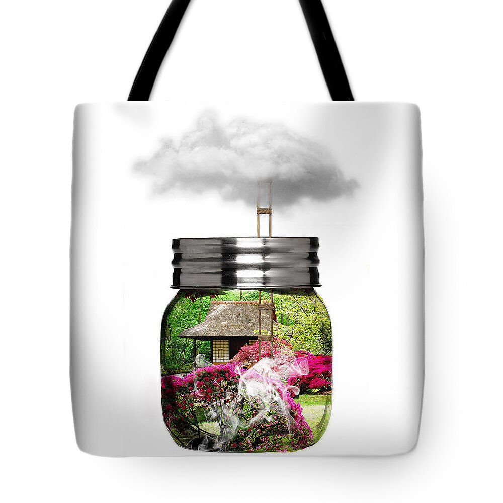 Flower Tote Bag featuring the mixed media Somewhere #4 by Marvin Blaine