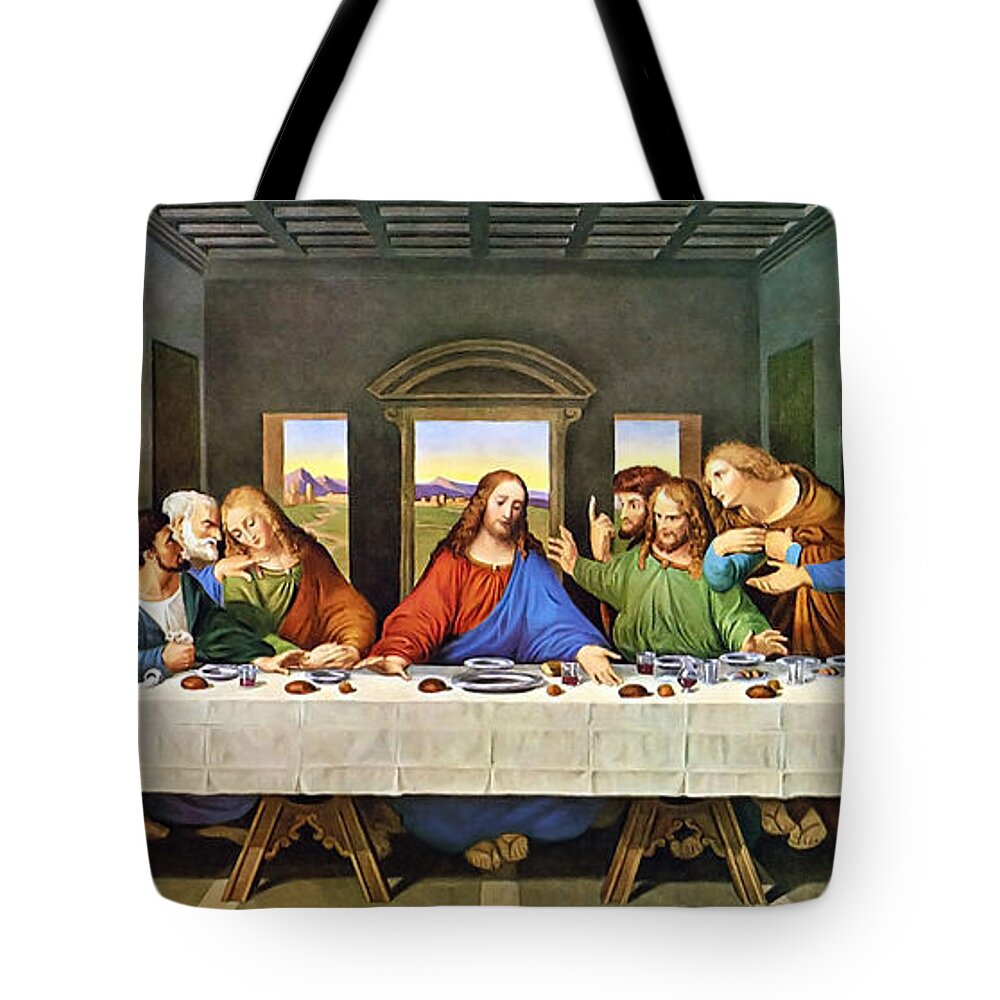 The Last Supper Tote Bag featuring the painting The Last Supper #3 by Pam Neilands
