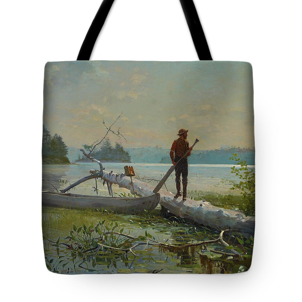Winslow Homer Tote Bag featuring the painting The Trapper by Winslow Homer