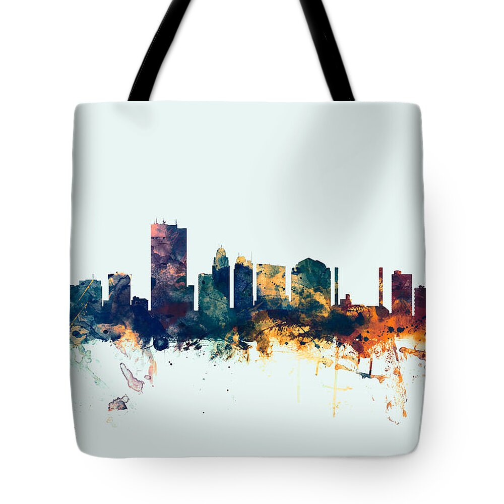 City Tote Bag featuring the digital art Toledo Ohio Skyline #3 by Michael Tompsett
