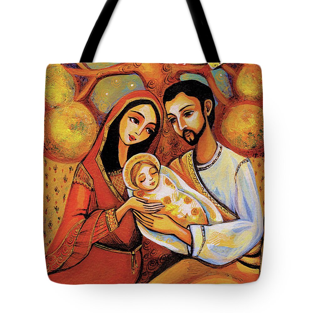 Holy Family Tote Bag featuring the painting Tree of Life #1 by Eva Campbell