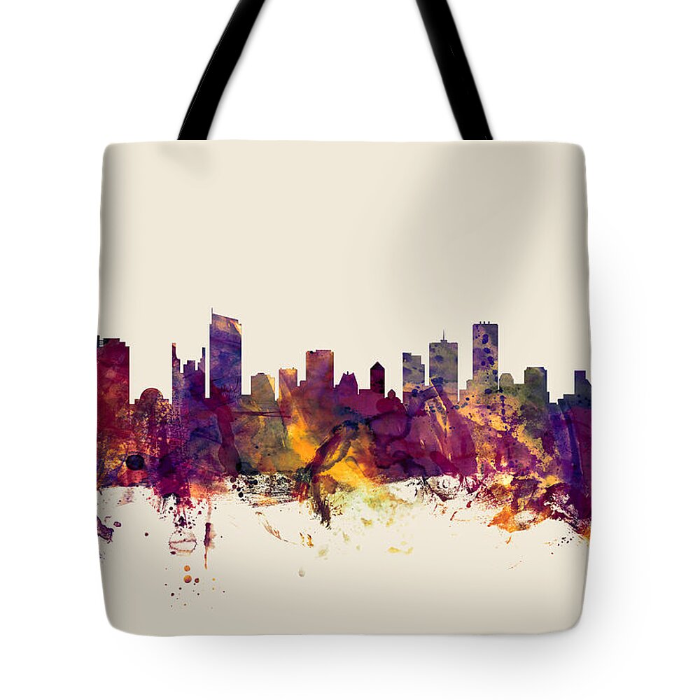 City Skyline Tote Bag featuring the digital art Vancouver Canada Skyline #3 by Michael Tompsett
