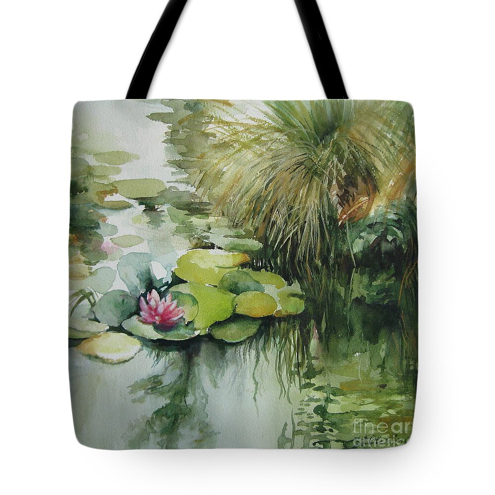 Waterlily Tote Bag featuring the painting Waterlilies #2 by Elena Oleniuc