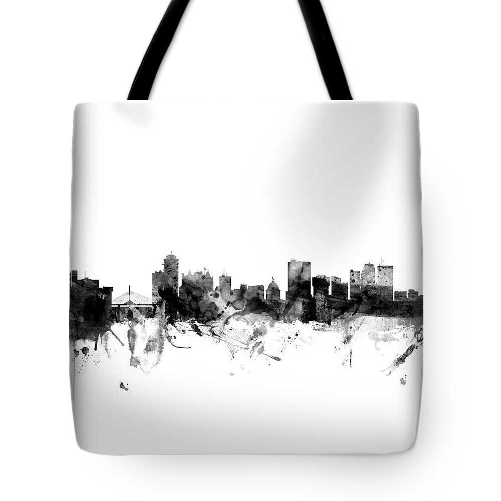 City Skyline Tote Bag featuring the digital art Winnipeg Canada Skyline by Michael Tompsett