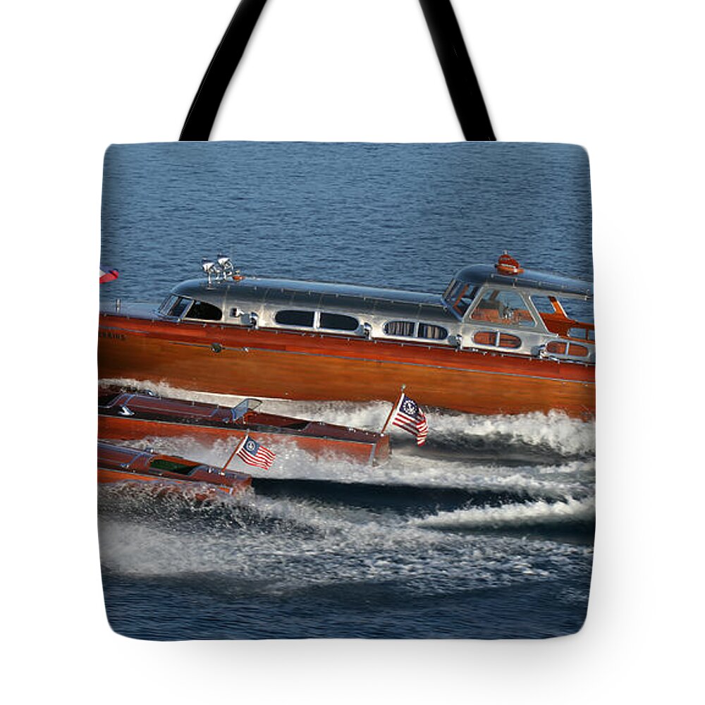 Snow Tote Bag featuring the photograph Wooden Boats on Lake Tahoe by Steven Lapkin