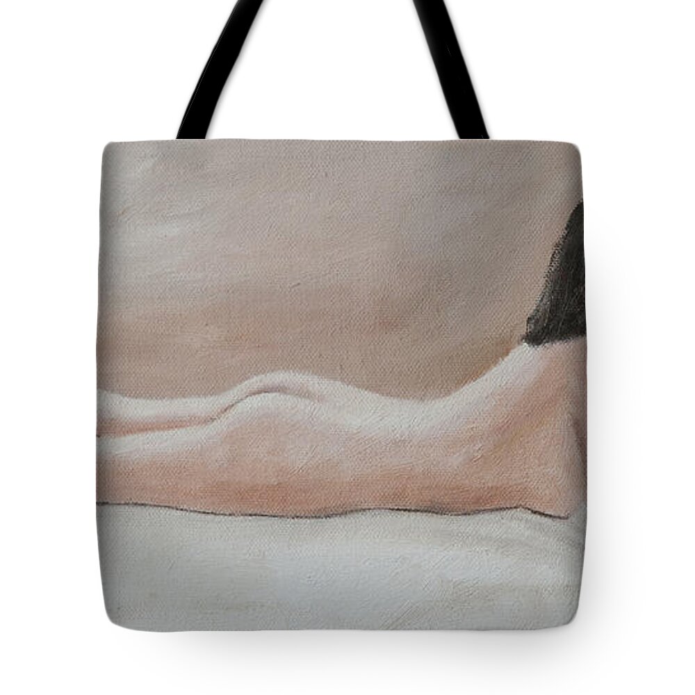 Nude Tote Bag featuring the painting Young girl by Masami Iida