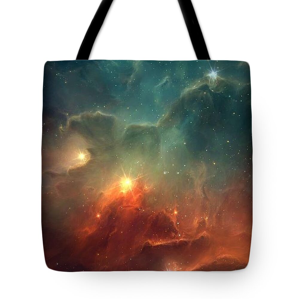 Galaxy Tote Bag featuring the painting 30-deep-space-wallpaper-15 by Celestial Images