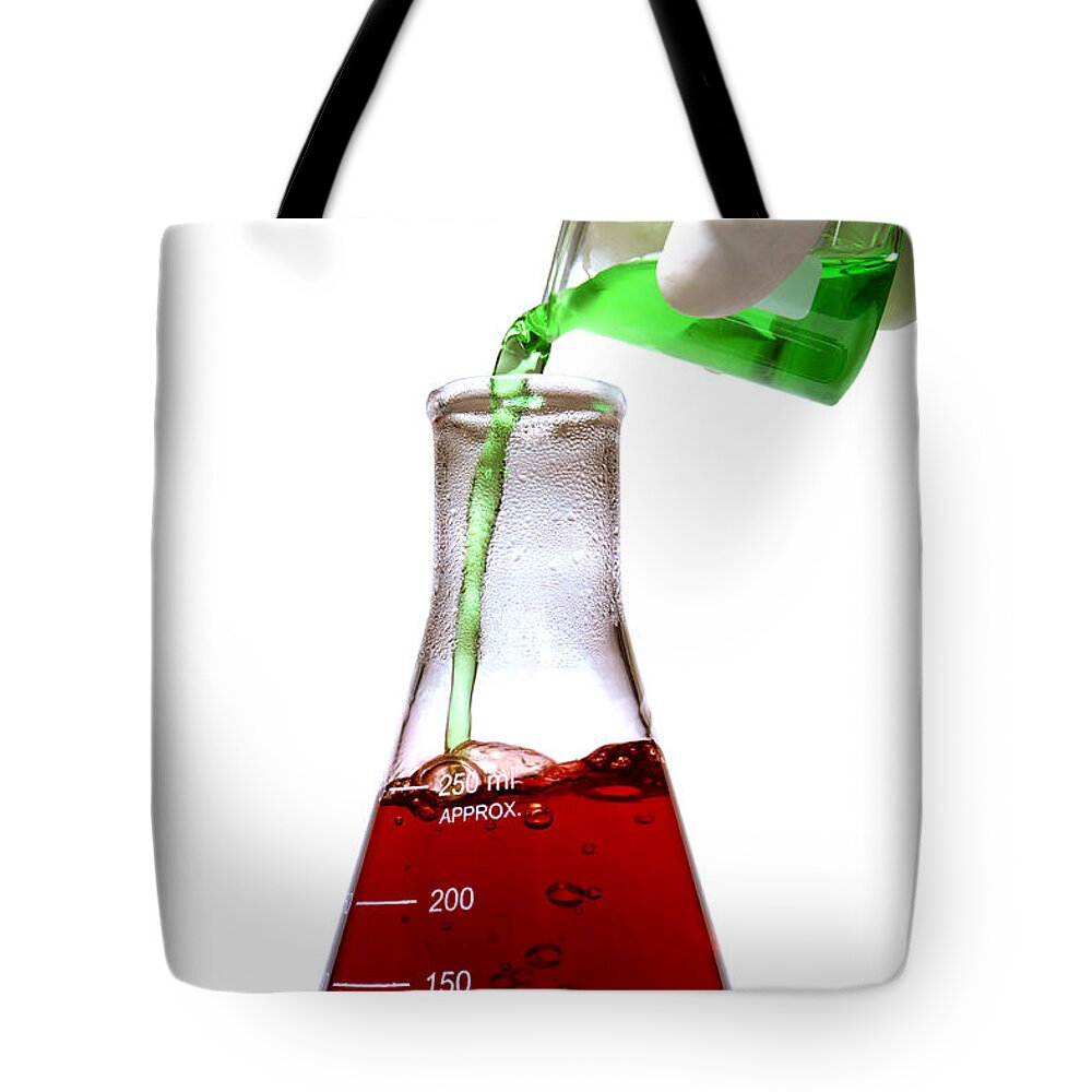 Biology Tote Bag featuring the photograph Laboratory Experiment in Science Research Lab #30 by Olivier Le Queinec