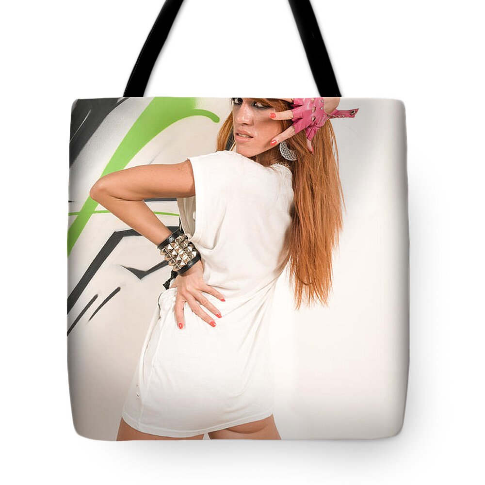 Pretty Tote Bag featuring the photograph Cool hip-hop dancer #32 by Nikita Buida