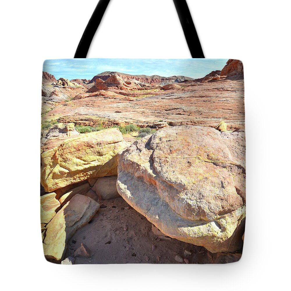 Valley Of Fire State Park Tote Bag featuring the photograph Multicolored Sandstone in Valley of Fire #6 by Ray Mathis