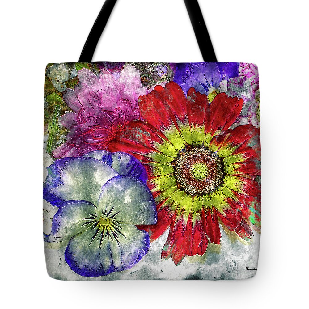 Abstract Tote Bag featuring the painting 33a Abstract Floral Painting Digital Expressionism Art by Ricardos Creations