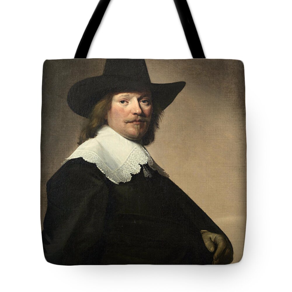Johannes Cornelisz. Verspronck (haarlem Circa 1606-1662) Portrait Of A Gentleman Tote Bag featuring the painting Portrait of a gentleman #34 by MotionAge Designs