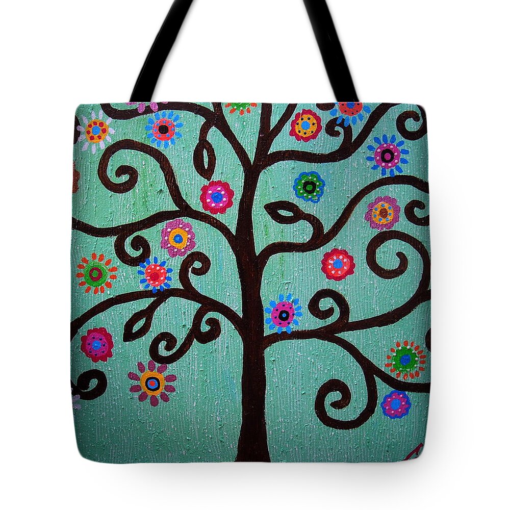 Tree Of Life Tote Bag featuring the painting Tree Of Life #34 by Pristine Cartera Turkus