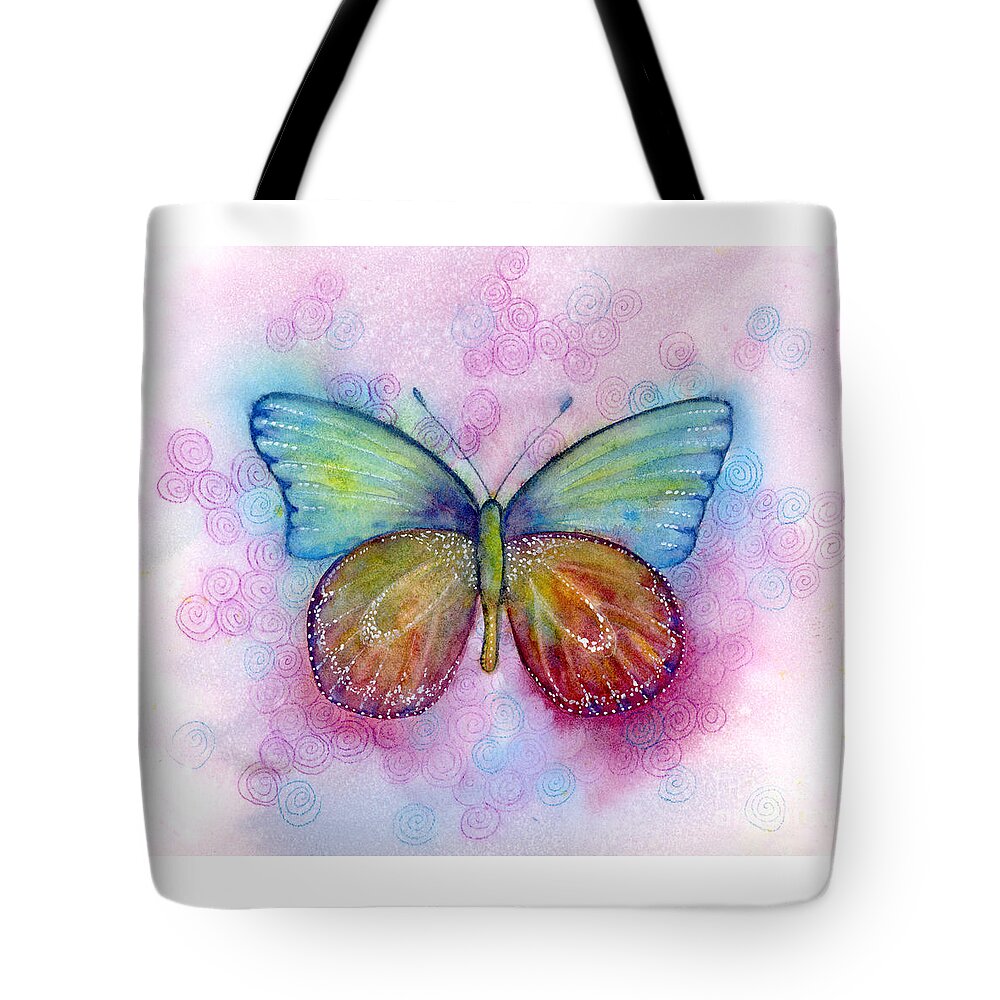 Blue Butterfly Tote Bag featuring the painting 35 Blessings Butterfly by Amy Kirkpatrick