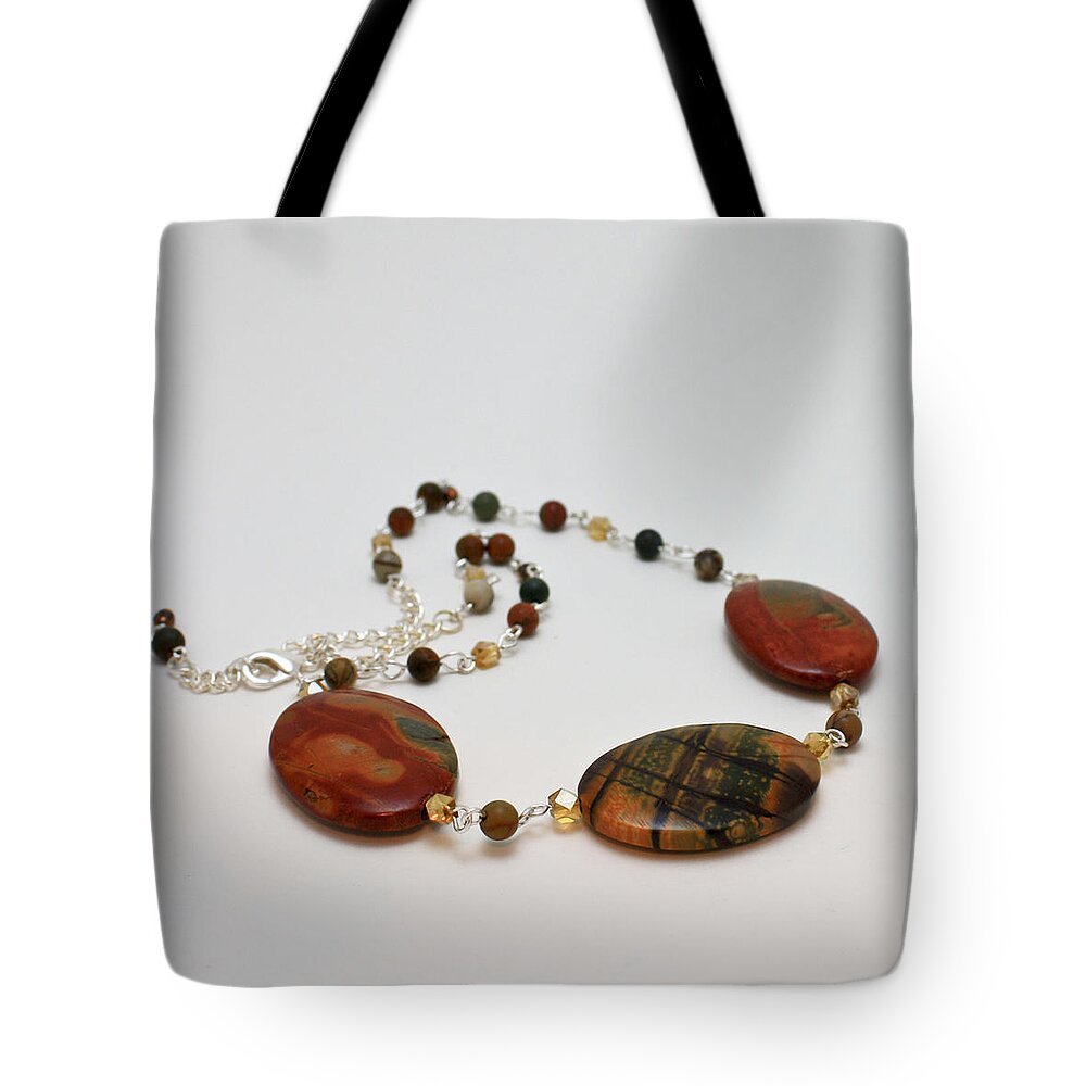 Handmade Tote Bag featuring the jewelry 3586 Picasso Jasper Necklace by Teresa Mucha