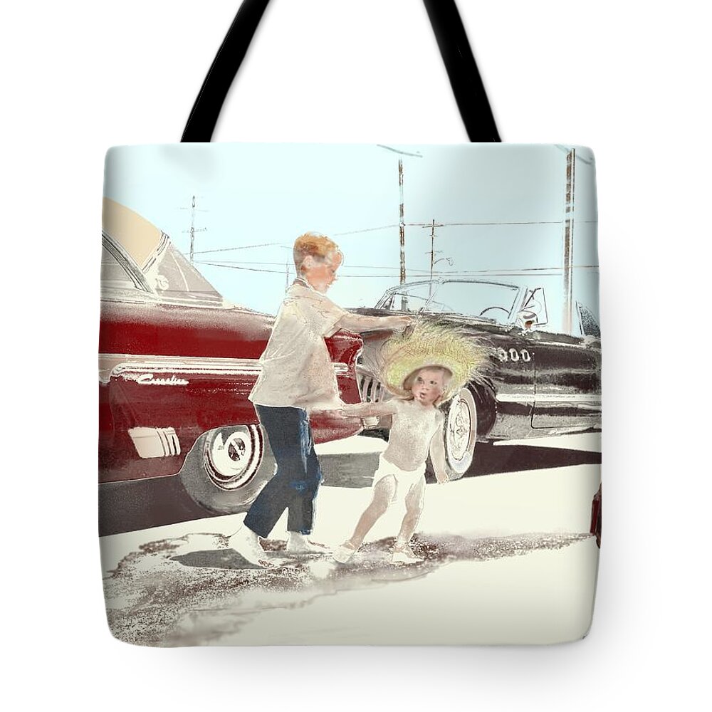 Victor Shelley Tote Bag featuring the digital art 35th St. Palmdale by Victor Shelley