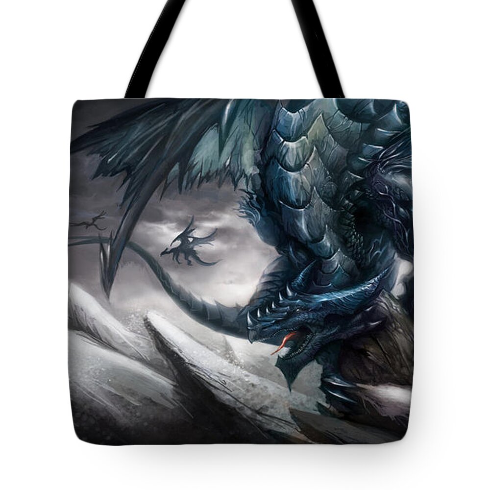 Dragon Tote Bag featuring the digital art Dragon #36 by Super Lovely