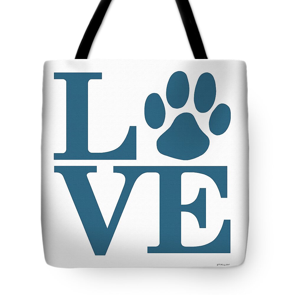 Canine Tote Bag featuring the digital art Dog Paw Love Sign #37 by Gregory Murray