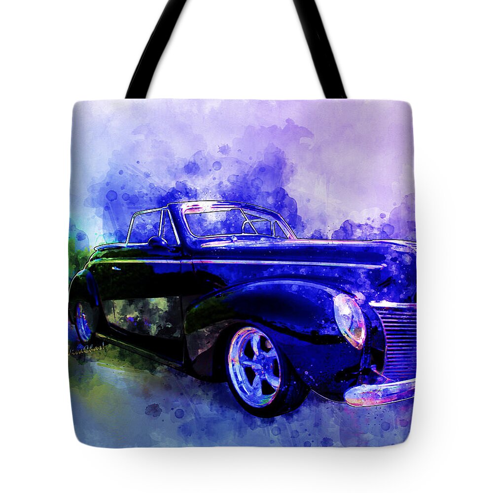 1939 Tote Bag featuring the mixed media 39 Mercury Convertible Watercolour Sketch by Chas Sinklier