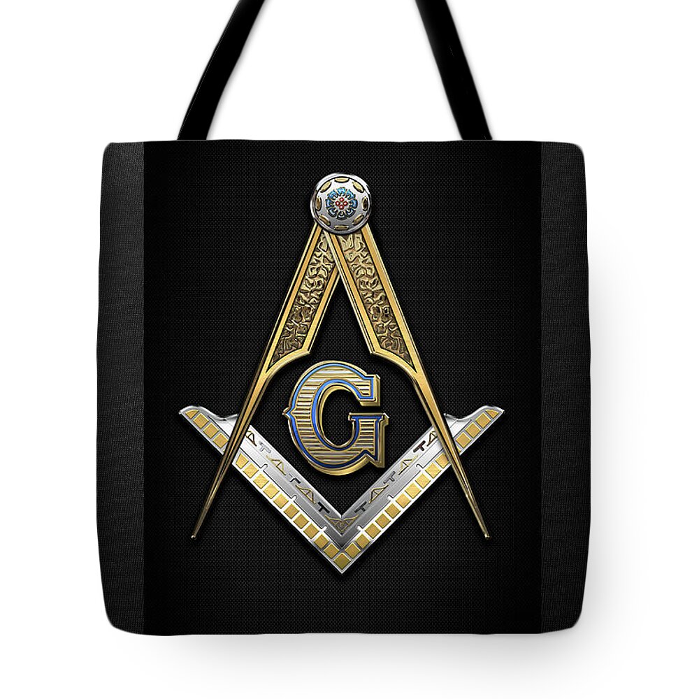 'ancient Brotherhoods' Collection By Serge Averbukh Tote Bag featuring the digital art 3rd Degree Mason - Master Mason Jewel on Black Canvas by Serge Averbukh
