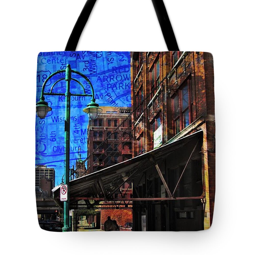 Fusion Foto Art Tote Bag featuring the digital art 3rd Ward Awning Abstract Map by Anita Burgermeister