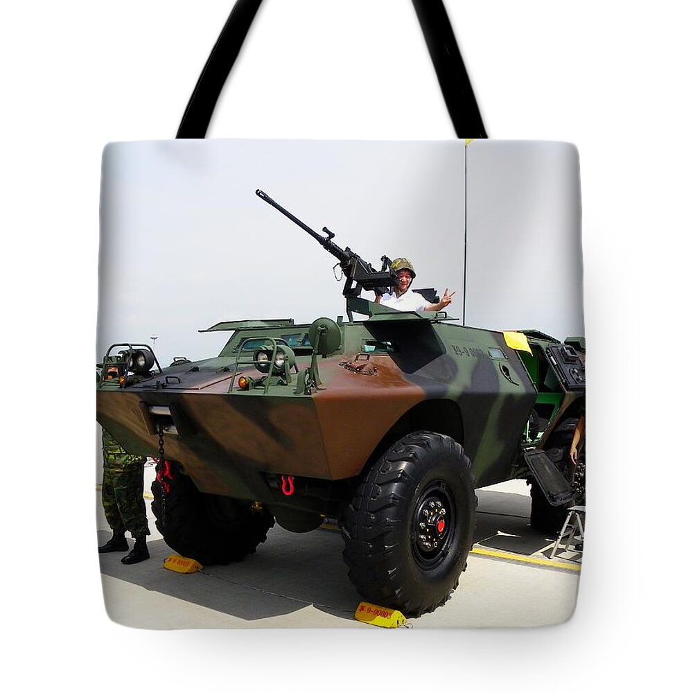 Cadillac Gage Commando Tote Bag featuring the photograph Cadillac Gage Commando #4 by Mariel Mcmeeking