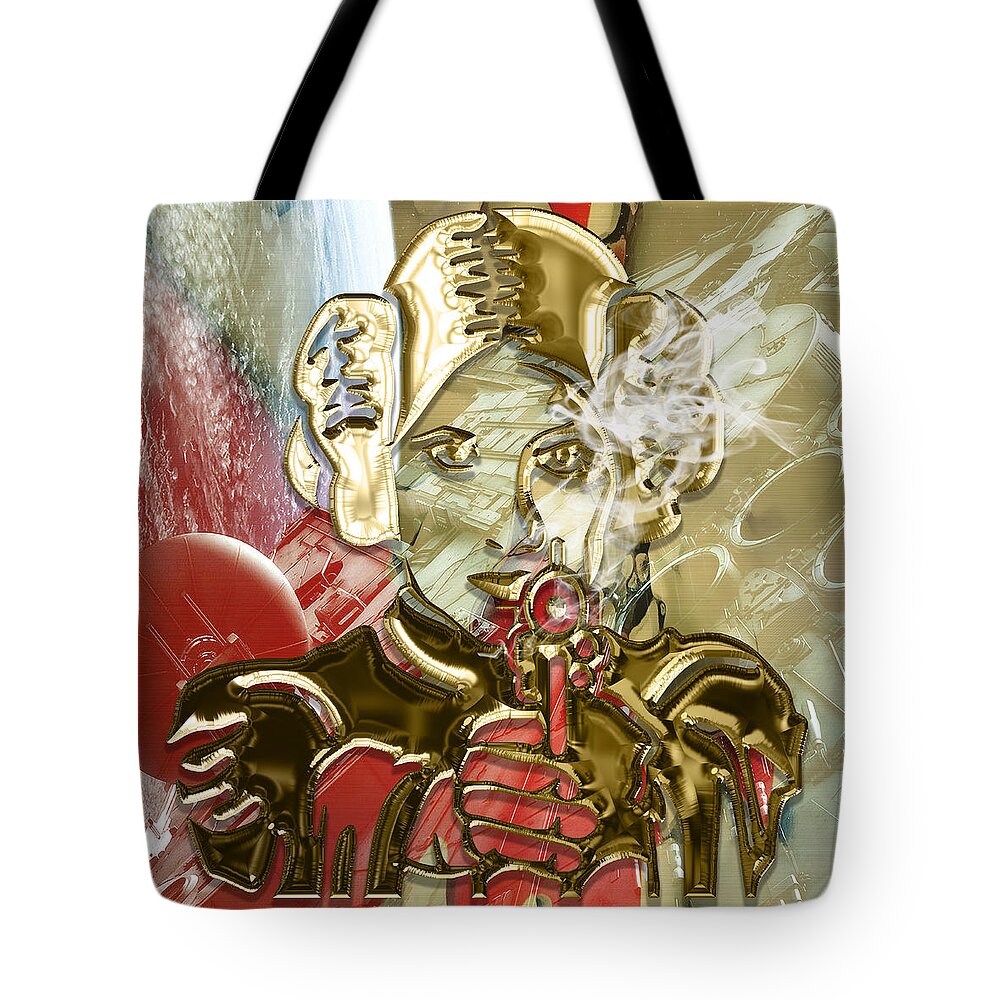 Princess Leia Tote Bag featuring the mixed media Carrie Fisher Princess Leia Star Wars Collection #4 by Marvin Blaine
