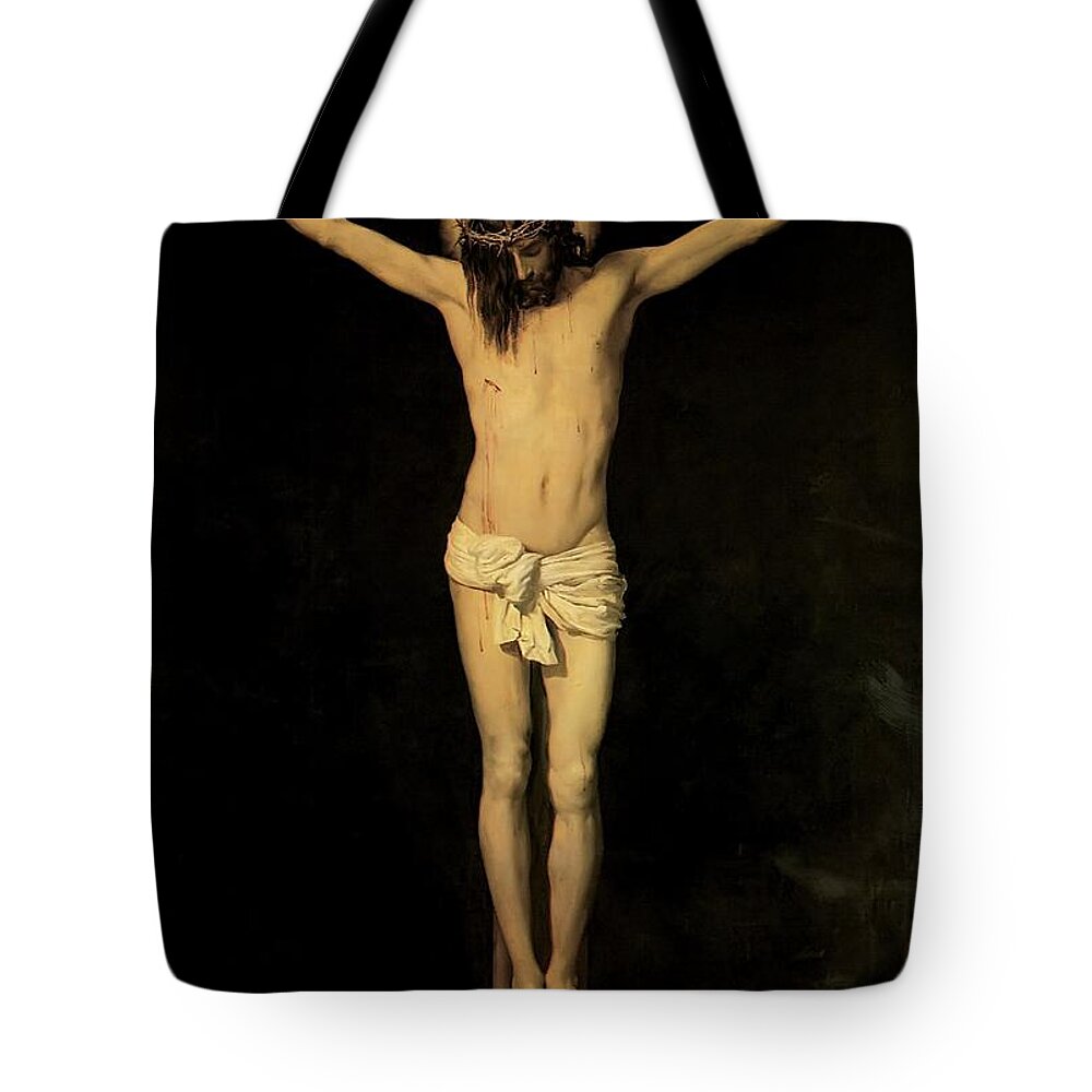 Diego Velazquez Tote Bag featuring the painting Christ on the Cross by Diego Velazquez