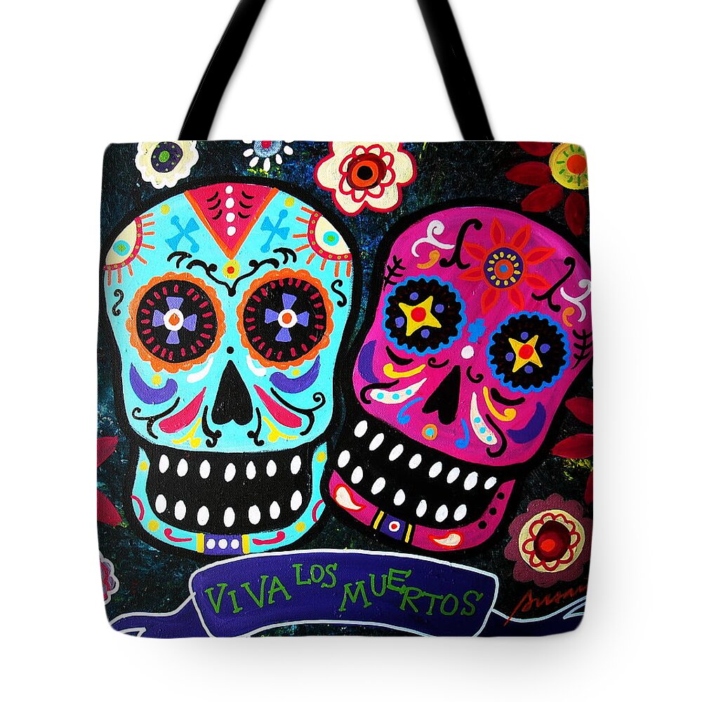 Dia Tote Bag featuring the painting Couple Day Of The Dead #4 by Pristine Cartera Turkus