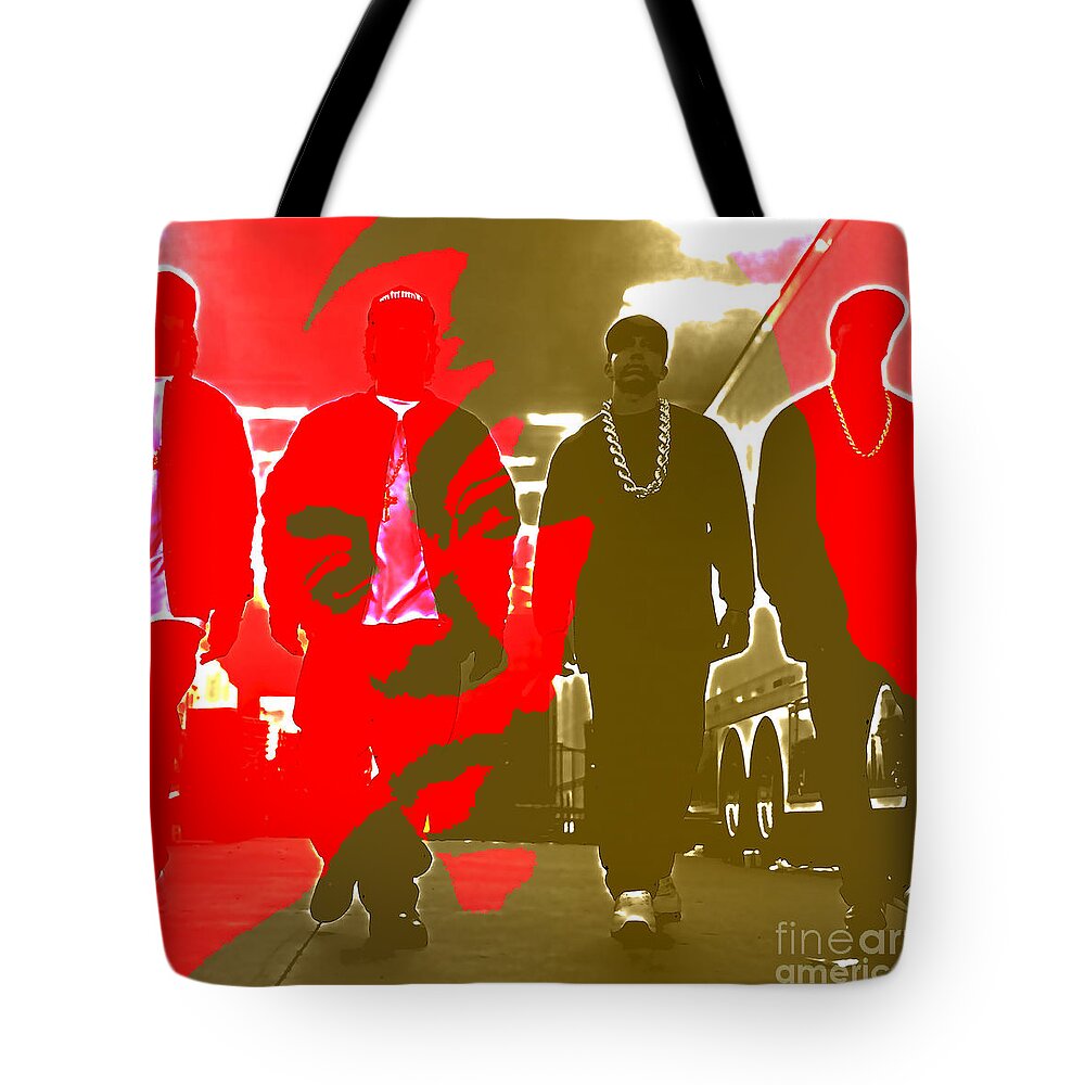 Dr Dre Tote Bag featuring the mixed media Dr Dre Straight Outta Compton #4 by Marvin Blaine