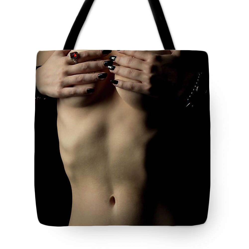 Implied Nude Tote Bag featuring the photograph Elvira tribute by La Bella Vita Boudoir