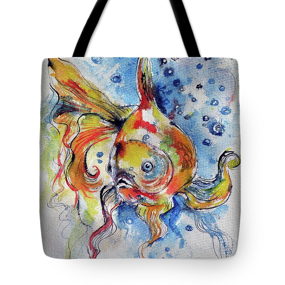 Fish Tote Bag featuring the painting Fish #4 by Kovacs Anna Brigitta