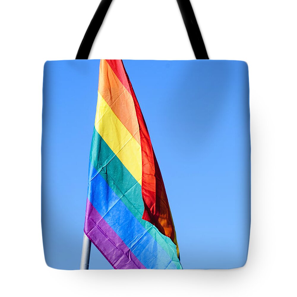 Rainbow Tote Bag featuring the photograph Gay rainbow flag #4 by Ilan Rosen