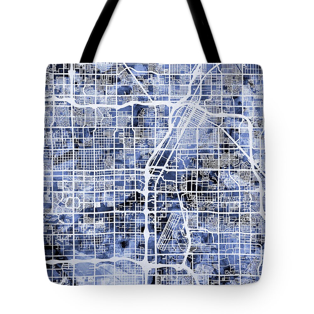 Las Vegas Tote Bag featuring the digital art Las Vegas City Street Map by Michael Tompsett