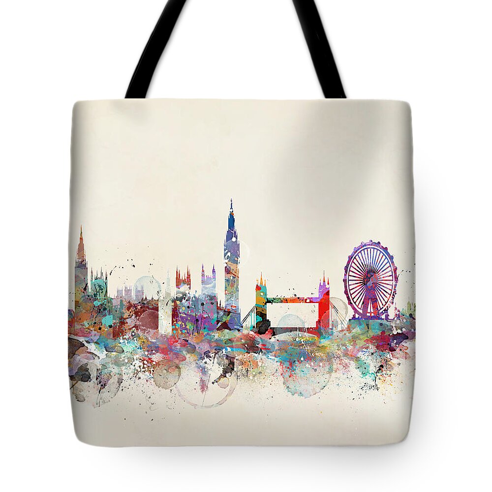 London Tote Bag featuring the painting London City Skyline by Bri Buckley