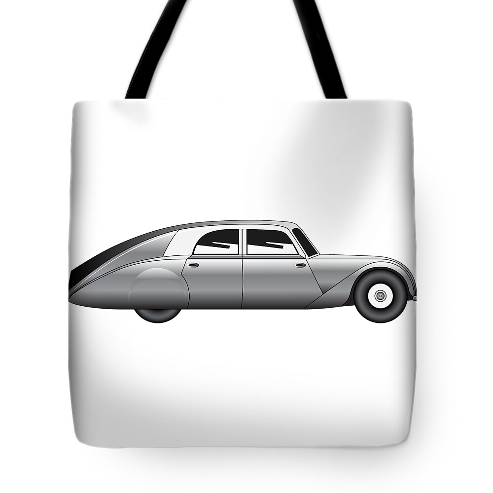 Car Tote Bag featuring the digital art Sedan - vintage model of car #4 by Michal Boubin